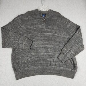 George Sweater Men 3XL Gray Heather Tight‎ Knitted Long Sleeve 1/4 Zip Oversized